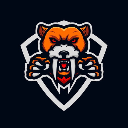 Tiger face angry e-sport logo template illustrationのイラスト素材