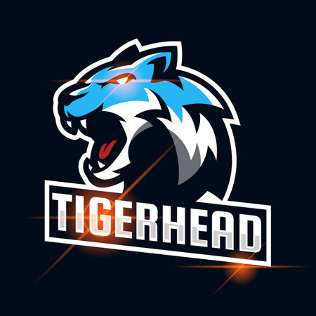 Tiger angry e-sport logo design template illustrationのイラスト素材