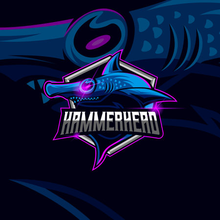 Hammerhead Head E-sport logo design template vector illustrationのイラスト素材