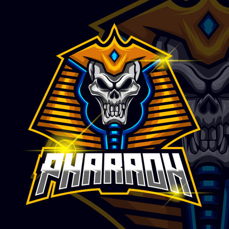Pharaoh Skull E-sport Logo Design Template vectorのイラスト素材