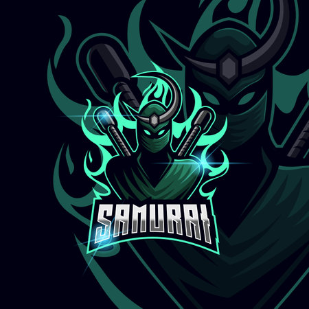 Ninja Samurai E-sport logo design template vector illustrationのイラスト素材