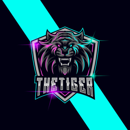 Tiger Head E-Sport logo design templateのイラスト素材