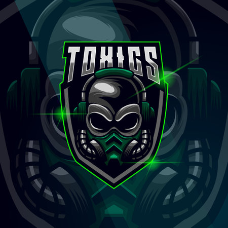 Skull Mask E-sport mascot logo design template vector illustrationのイラスト素材
