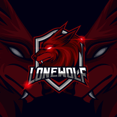 Wolf Head mascot Esport logo design template vectorのイラスト素材