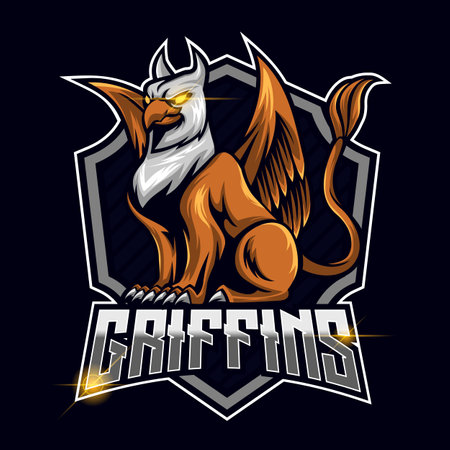 Griffin Mascot E-sport logo template design vector illustrationのイラスト素材