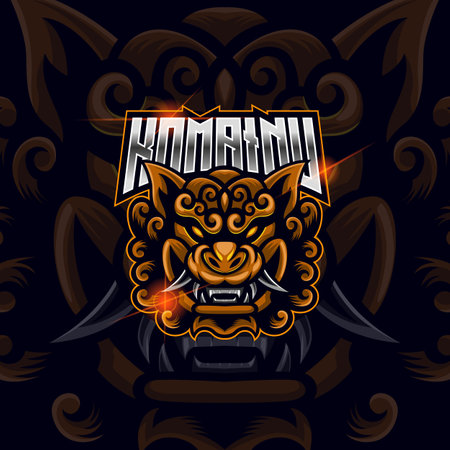 Japanese Lion E-sport logo design template vector illustrationのイラスト素材