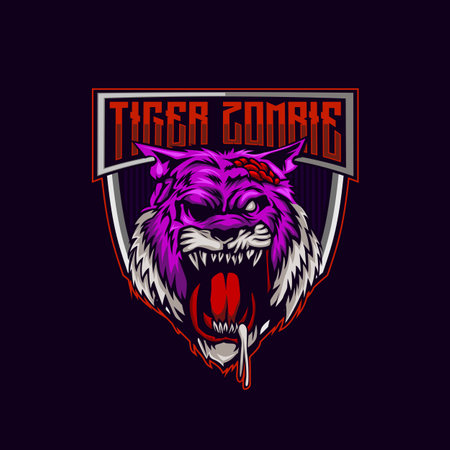 Tiger Zombie Logo. Tiger Zombie E-Sport Mascot Logo Vector Mascot templateのイラスト素材
