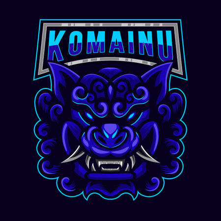 Komainu Mascot Logo. Komainu Lion mascot logo design with modern illustration concept style for badge. Angry Komainu illustration for sport and esport team.のイラスト素材