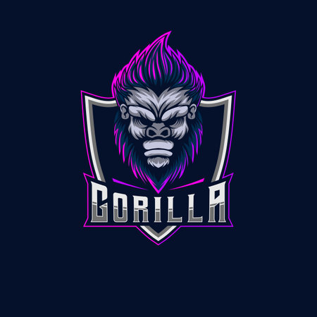 Gorilla E-Sport Logo. Gorilla Mascot E-Sport Logo Vector Design Templateのイラスト素材
