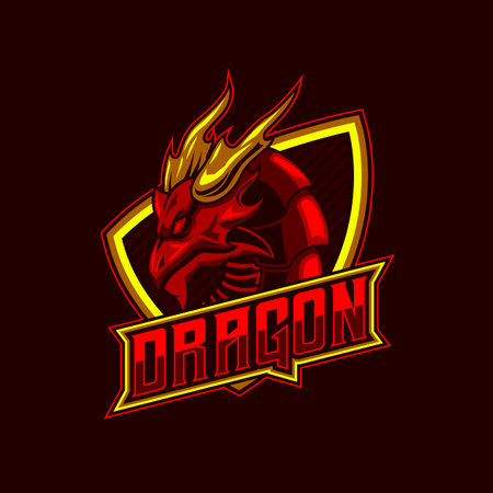 Dragon E-Sport Logo. Dragon Mascot Logo Design Vector Mascot template. Dragon E-sport Logo Design, symbol, icon collection vector illustration gaming teamのイラスト素材