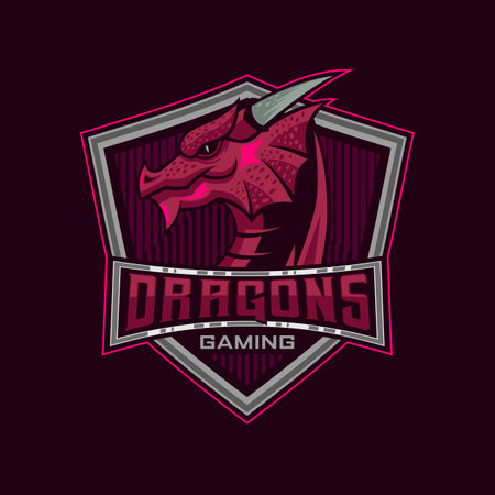 Dragon vector mascot logo design with modern illustration concept style for badge. angry dragon illustration for sport and esport team.のイラスト素材