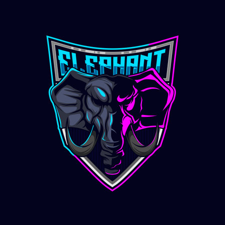 Elephant Mascot Gaming Logo. Elephant Head E-Sport Logo Vector Mascot Templateのイラスト素材