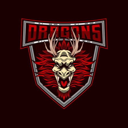 Dragon E-Sport Mascot Logo. Dragon E-Sport Vector Mascot Template Designのイラスト素材