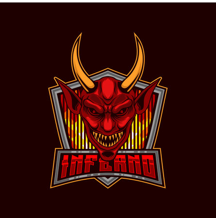 Devil E-Sport Mascot Logo. Devil Demon Mascot E-Sport Logo Design Vector Illustration Templateのイラスト素材