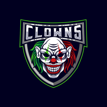Clown E-Sport Mascot Logo. Clown Gaming Mascot Logo Vector Design Templateのイラスト素材