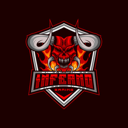 Devil Inferno mascot Logo. Mascot E-Sport of Demon Devil Head Logo Vector templateのイラスト素材
