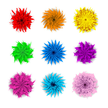 Flowers colorful vector set isolated in white background. Big set of beautiful colorful flowers. Vector illustrationのイラスト素材
