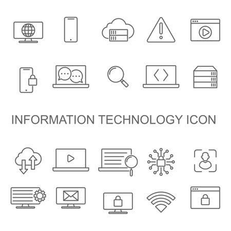Information technology icons set. Information Technology Line Icons. Vector Illustrationのイラスト素材