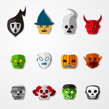 Cute Cartoon Character Helloween set. cartoon halloween character elements.のイラスト素材