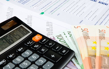 Office supplies with money の写真素材