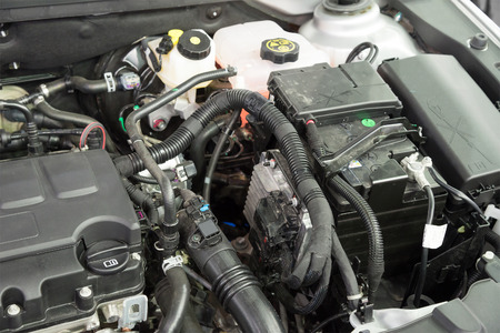 ,Details of a new car engine and attachmentsの写真素材