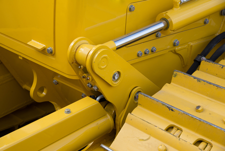 Detail of hydraulic bulldozer piston excavator armの写真素材