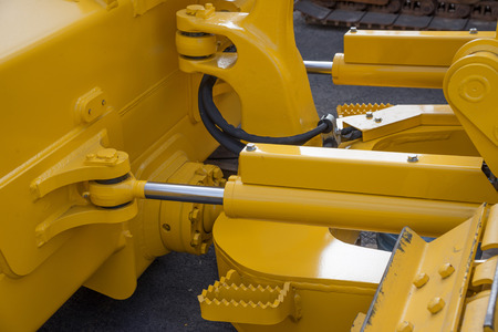 Detail of hydraulic bulldozer piston excavator arm