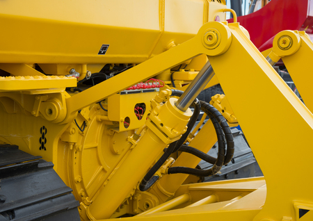 Detail of hydraulic bulldozer piston excavator armの写真素材