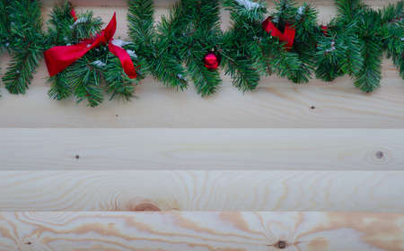 Old planks adorned with twigs Christmas treeの写真素材