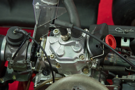 Details of a new go-kart engine and attachmentsの写真素材