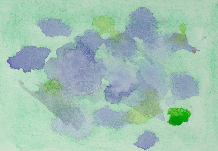 Green blue and purple, abstract background watercolor paintingの写真素材