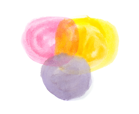 Abstract watercolor circles isolated on white backgroundの写真素材