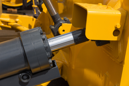 Detail of hydraulic bulldozer piston excavator armの写真素材