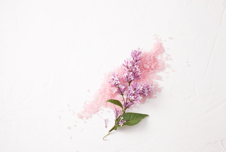 Cosmetics for Spa treatments at home on a white background. Copy space text の写真素材