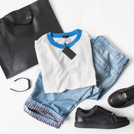 Set of clothes on whiteの写真素材