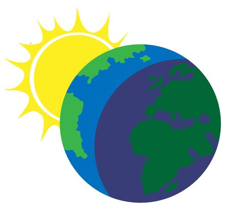 Vector image of the planet earth illuminated by the sunのイラスト素材