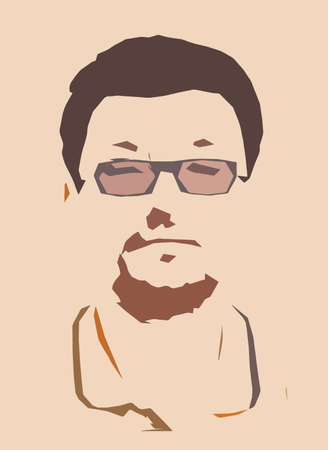 Vector simple drawing in pop art style portrait of a man with glassesのイラスト素材
