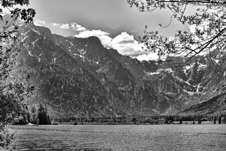 Lake and mountains, Almsee Grünau Austriaの写真素材