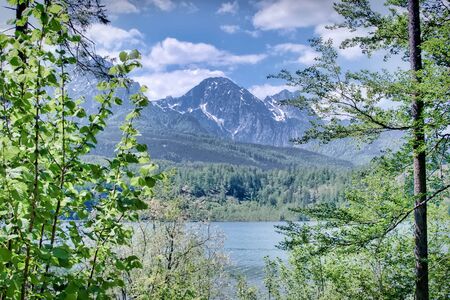 Lake in the mountains, Almsee Grünau Austriaの写真素材