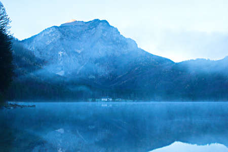 lake in the mountains, vorderer langbathsee in upper austriaの写真素材