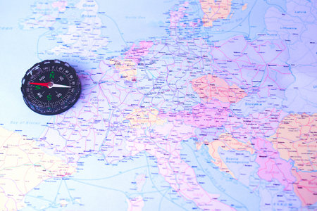 compass on map, compass and map