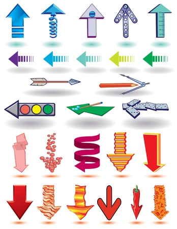 Arrows in different styles and shapes on the white のイラスト素材