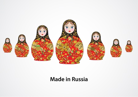 vector illustration from the family of the Russian national toy different , souvenir - matryoshkaのイラスト素材