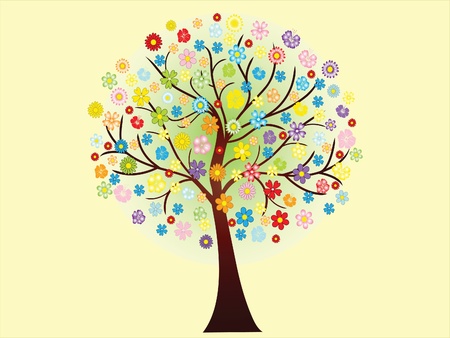 Vector beautiful blooming spring treeのイラスト素材