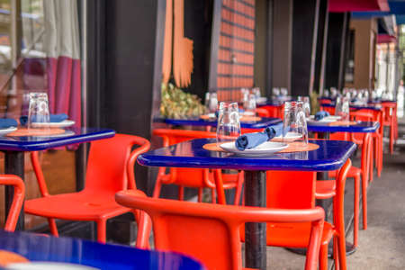 outdoor seating at a restaurantのeditorial素材