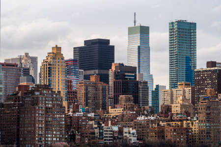 Manhattan skyline in New York City from across the East Riverの写真素材