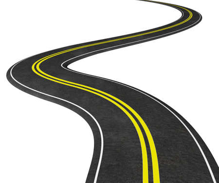 winding road 3D illustration. Isolated on white, graphic element - concept imageの写真素材