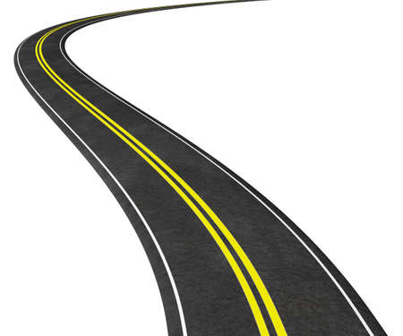 Curved Road 3D illustration isolated on white - graphic element concept imageの写真素材