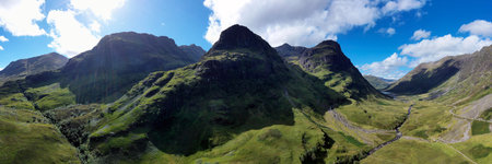 Scottish landscape, Three Sisters mountain range in Highlands, Glencoe.の写真素材