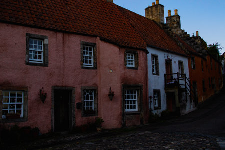 A street in Culross. The town of Culross is a former royal burgh in Fife, Scotland.の写真素材